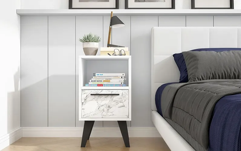 Exmore White Marble Nightstand