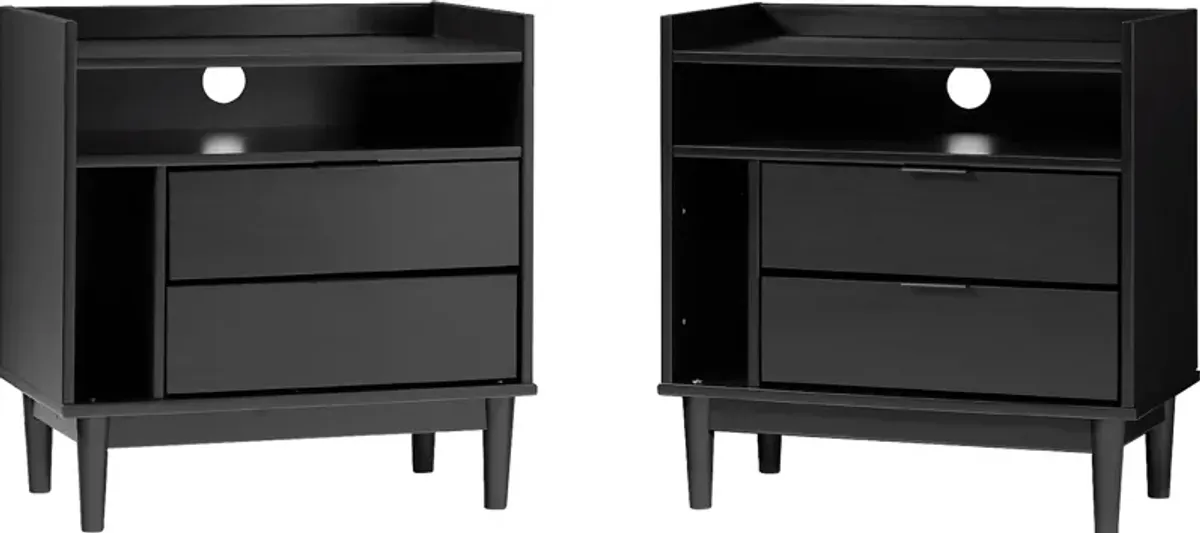 Sagepark Black Nightstand, Set of 2