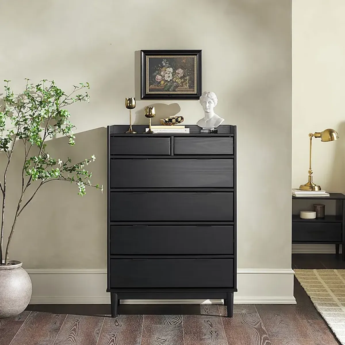 Symelo Black 6 Drawer Dresser