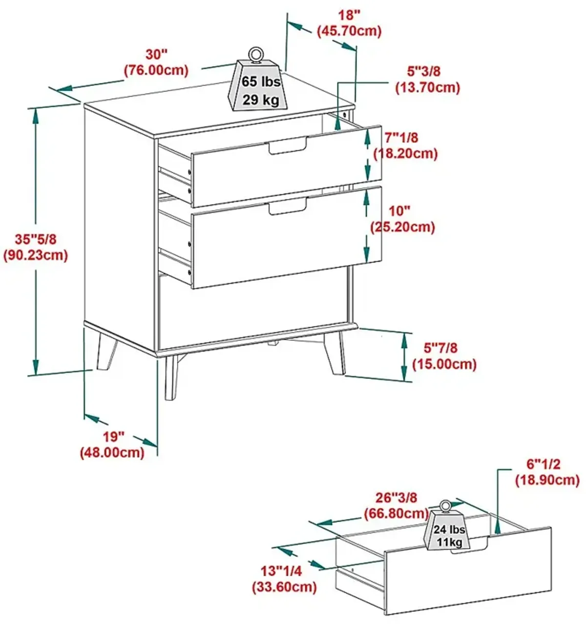 Namora Natural 3 Drawer Dresser