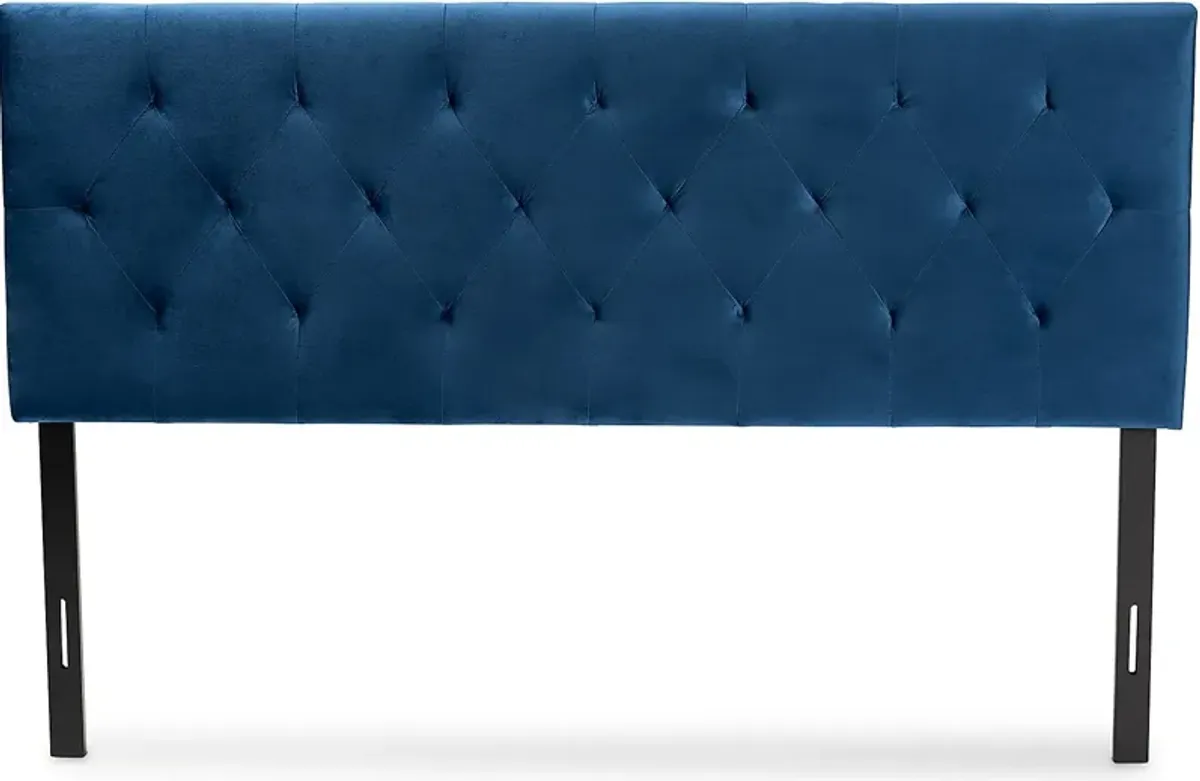 Arpino Navy Blue Queen Upholstered Headboard