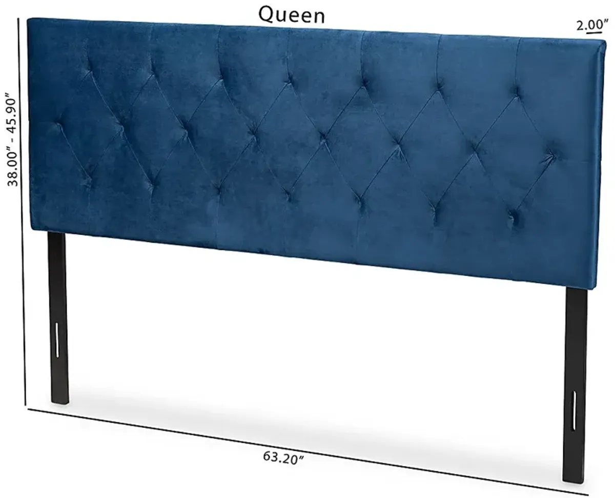 Arpino Navy Blue Queen Upholstered Headboard