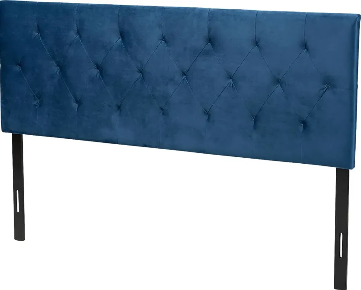 Arpino Navy Blue Queen Upholstered Headboard