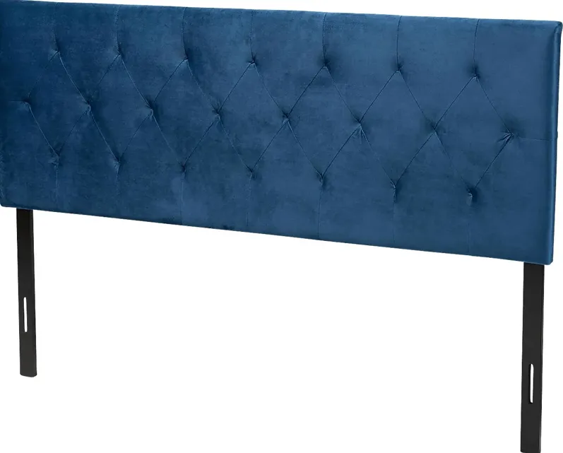 Arpino Navy Blue Queen Upholstered Headboard