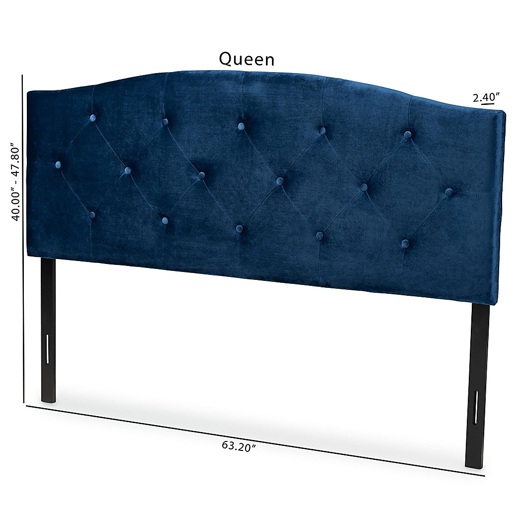 Broxbourne Navy Blue Queen Upholstered Headboard