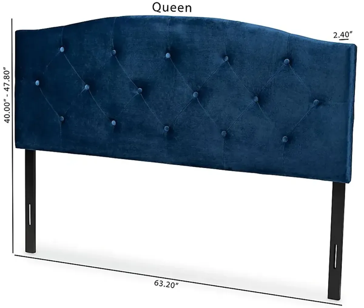 Broxbourne Navy Blue Queen Upholstered Headboard