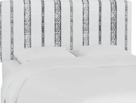 Classical Notes White-Gray Queen Upholstered Headboard