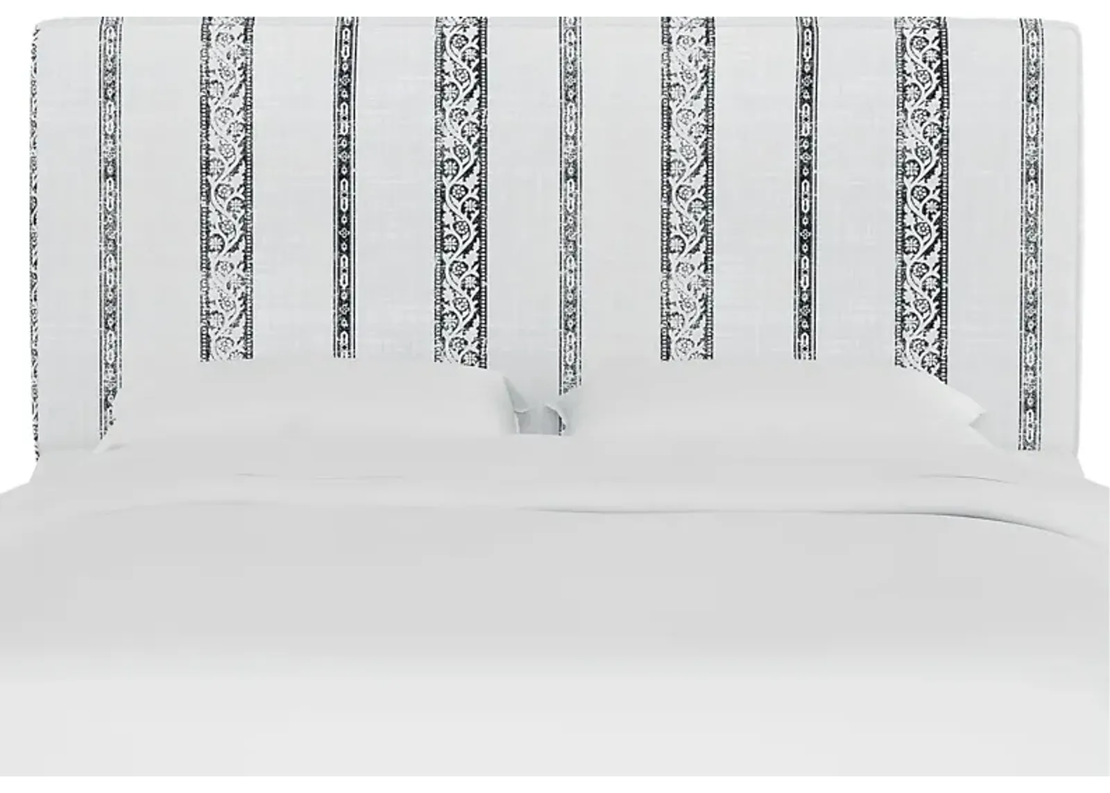 Classical Notes White-Gray Queen Upholstered Headboard