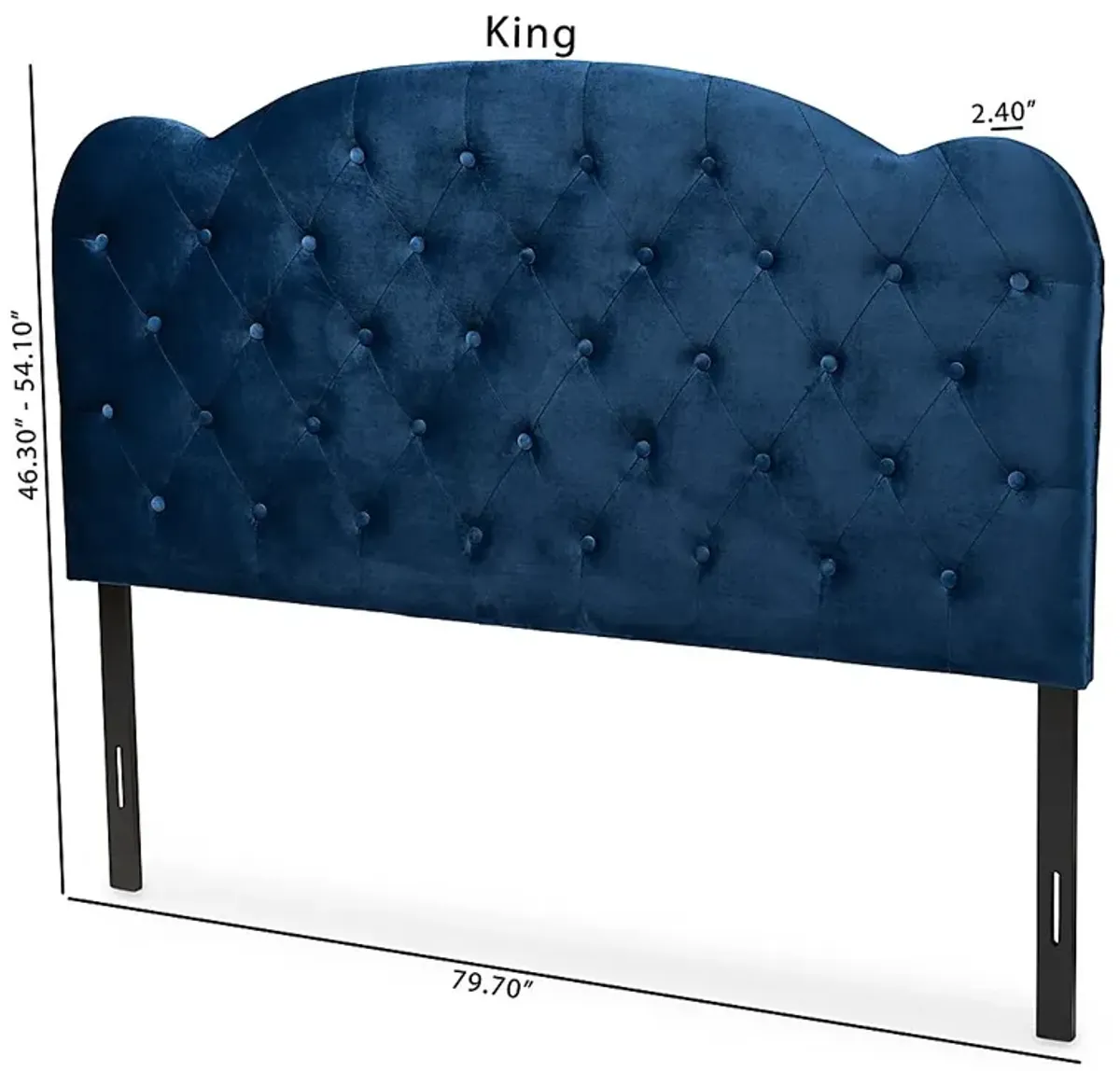 Aristocrate Navy Blue King Upholstered Headboard