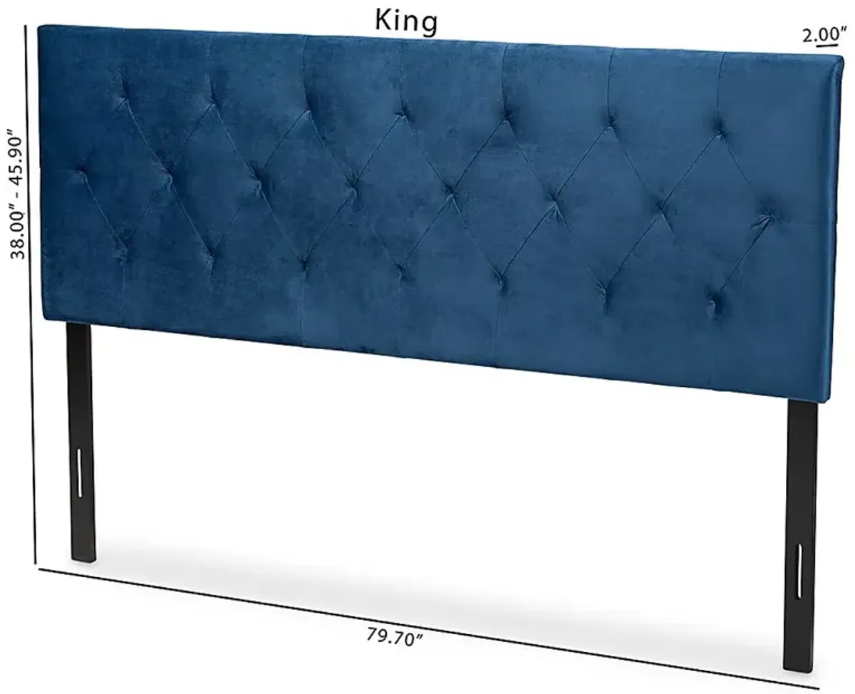 Arpino Navy Blue King Upholstered Headboard