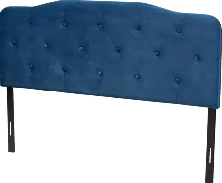Besancon Navy Blue King Upholstered Headboard