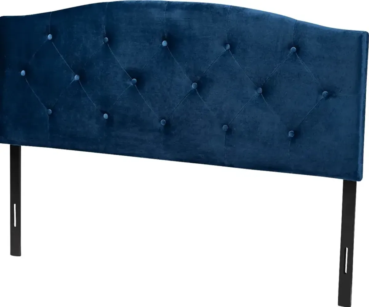 Broxbourne Navy Blue King Upholstered Headboard