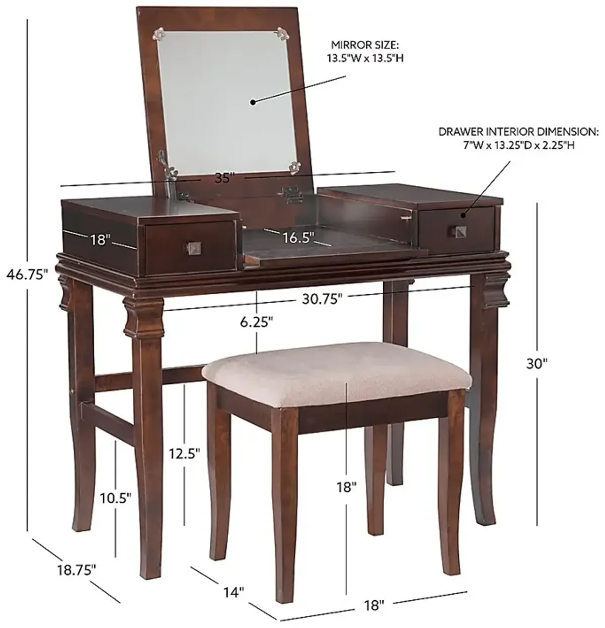 Alline Brown Vanity Set