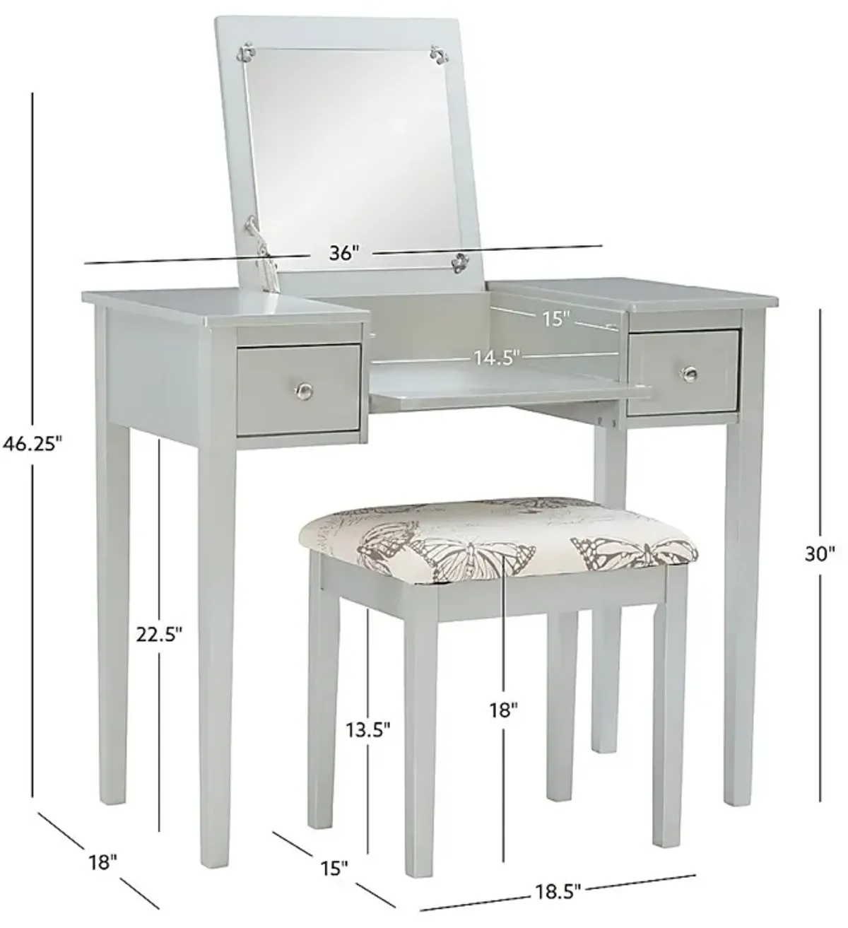 Larkbunting Gray Vanity Set