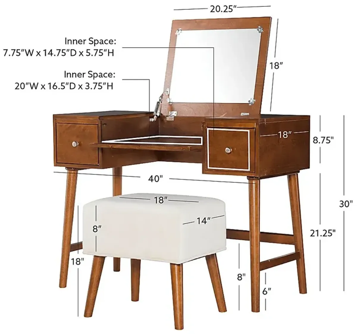 Verplanck Brown Vanity Set