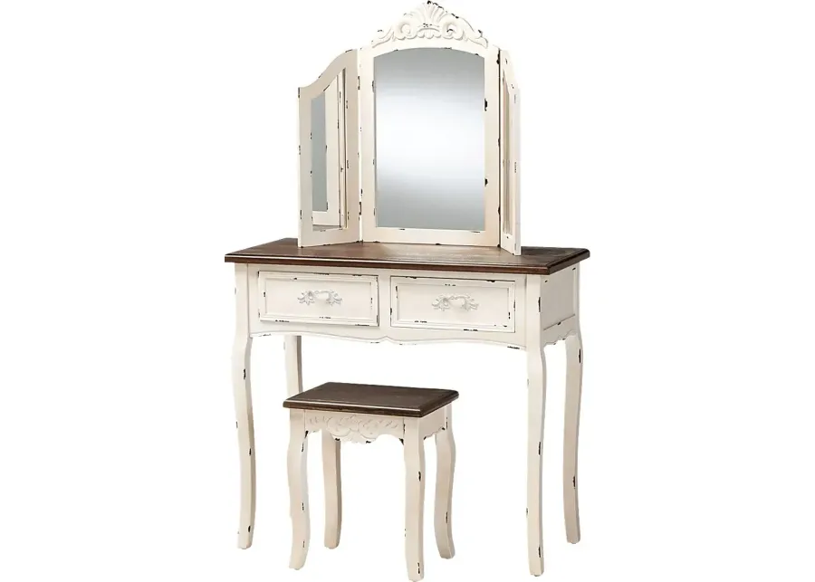 Rosedown White 2pc Vanity Set