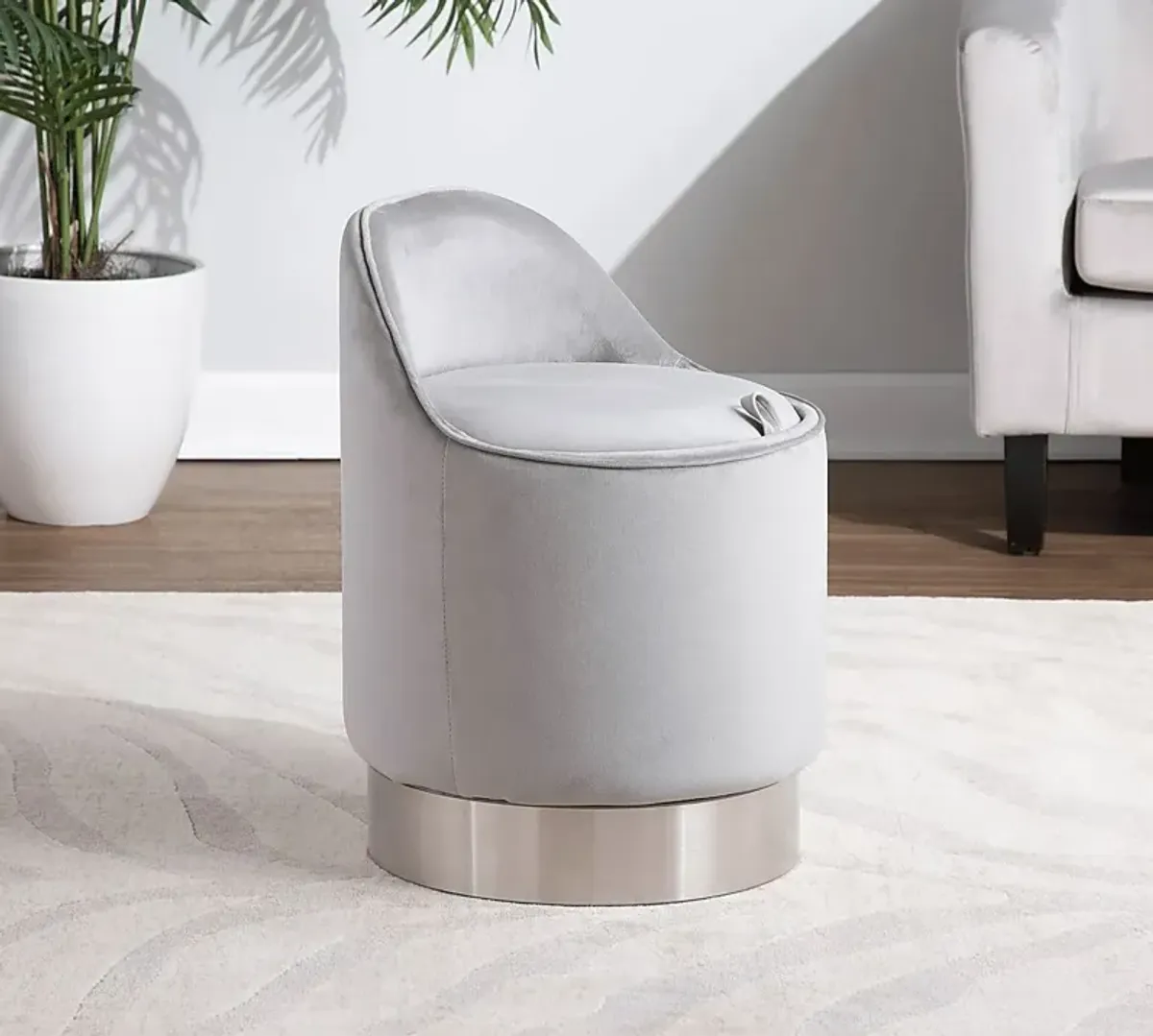 Kylman Silver Vanity Stool