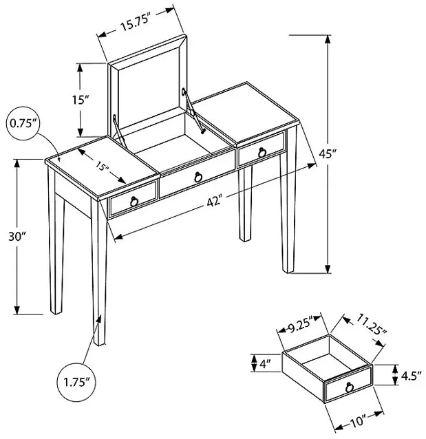 Gwenellen Silver Vanity Table