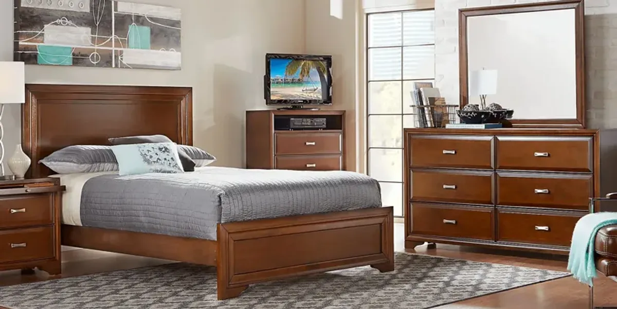 Belcourt Brown Cherry 7 Pc Queen Panel Bedroom