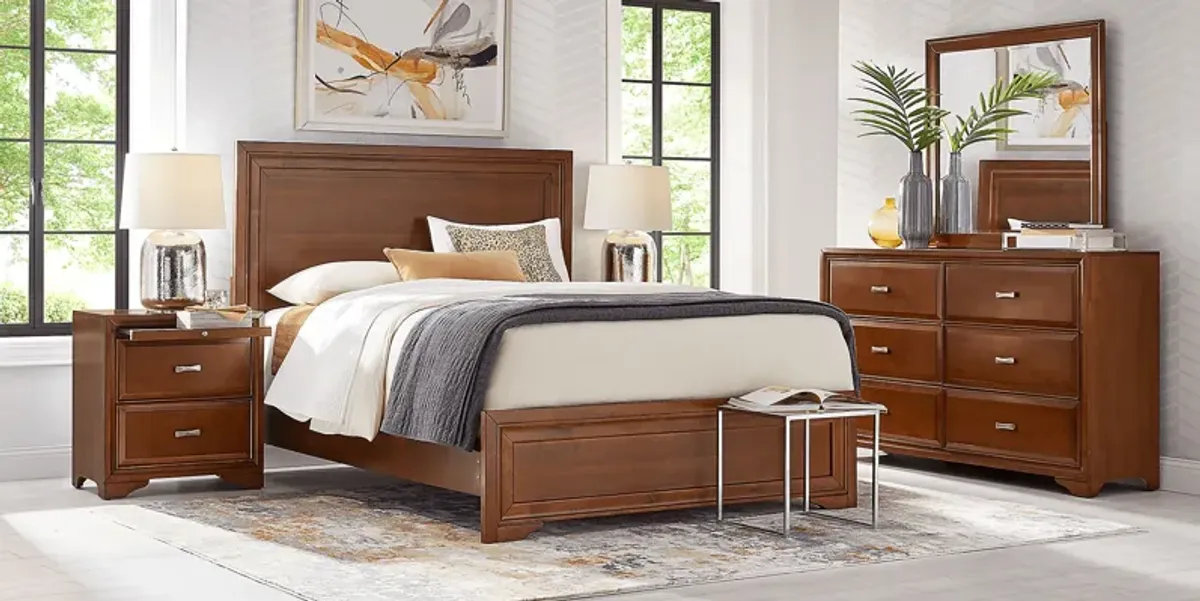 Belcourt Brown Cherry 7 Pc Queen Panel Bedroom