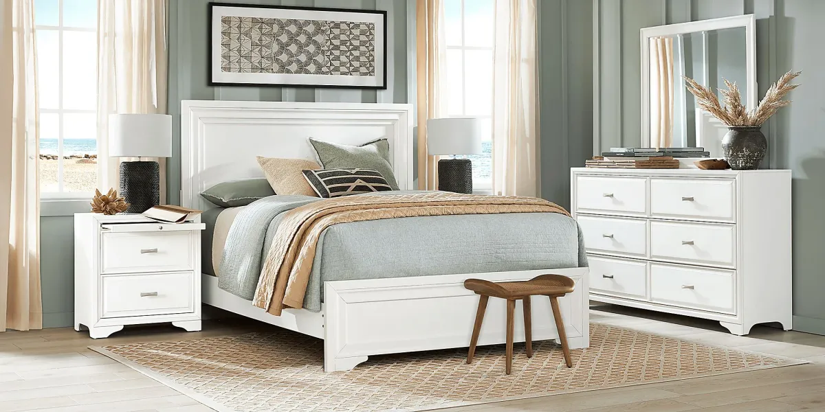 Belcourt White 5 Pc Queen Panel Bedroom