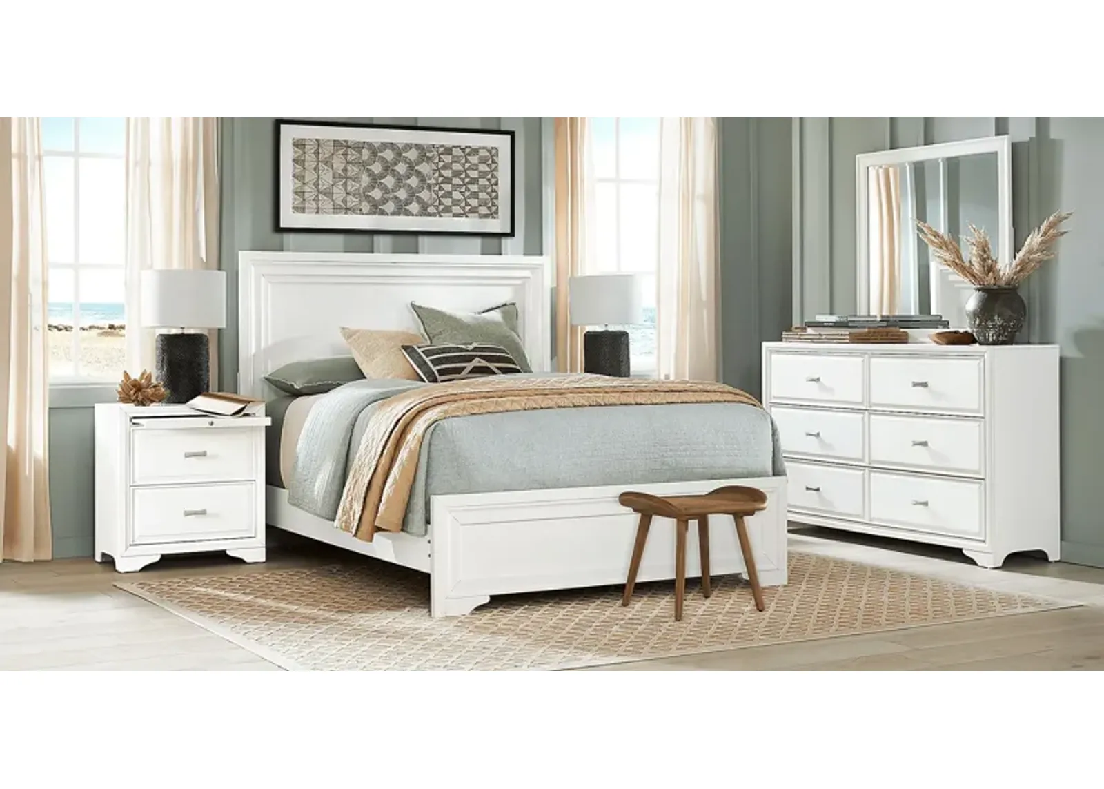 Belcourt White 5 Pc Queen Panel Bedroom