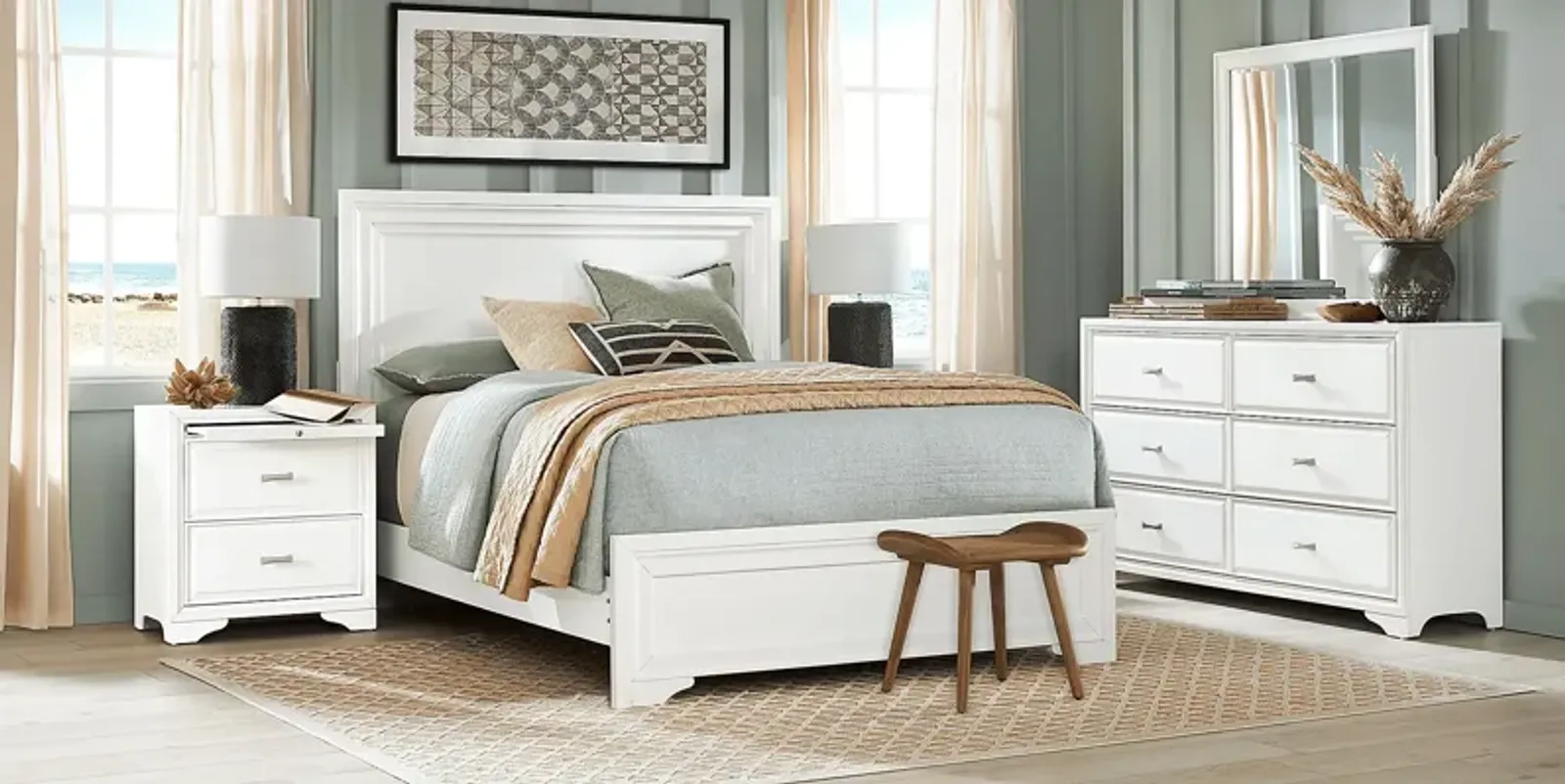 Belcourt White 5 Pc Queen Panel Bedroom by Rooms To Go Furniture