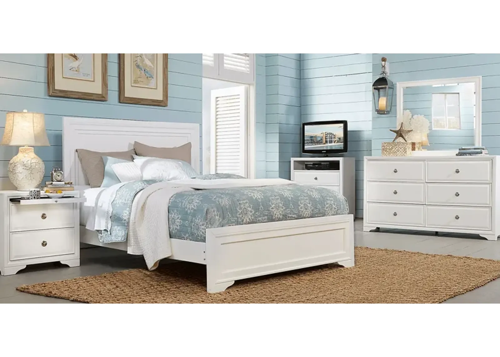 Belcourt White 7 Pc Queen Panel Bedroom