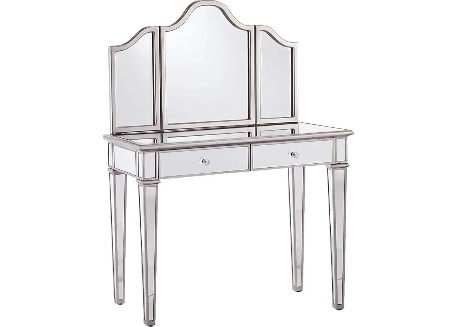 Llanfair Silver Vanity with Mirror 2pc Set