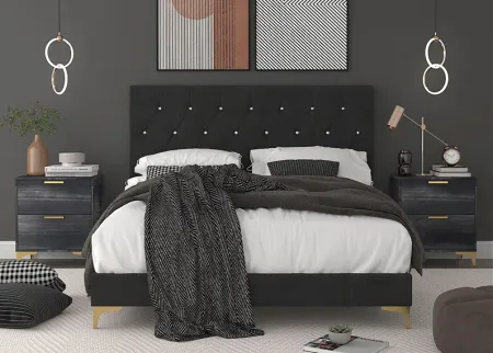 Allengrove Black Twin Bed with 2 Nightstands