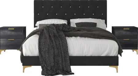 Allengrove Black Full Bed with 2 Nightstand