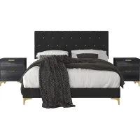 Allengrove Black Queen Bed with 2 Nightstands