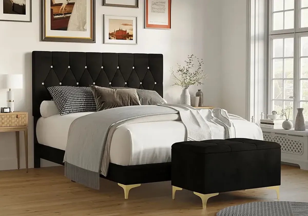 Bickley Black Queen Bed with Bench