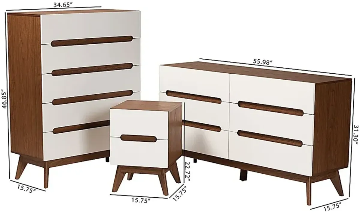 Detrie White 3 Pc Dresser Set