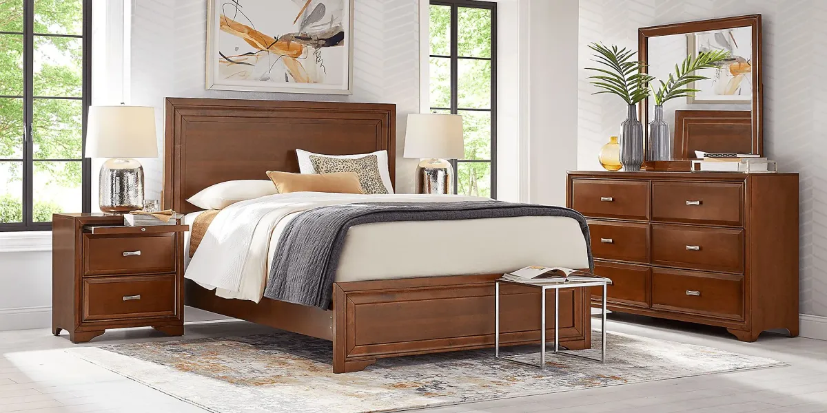 Belcourt Brown Cherry 5 Pc King Panel Bedroom