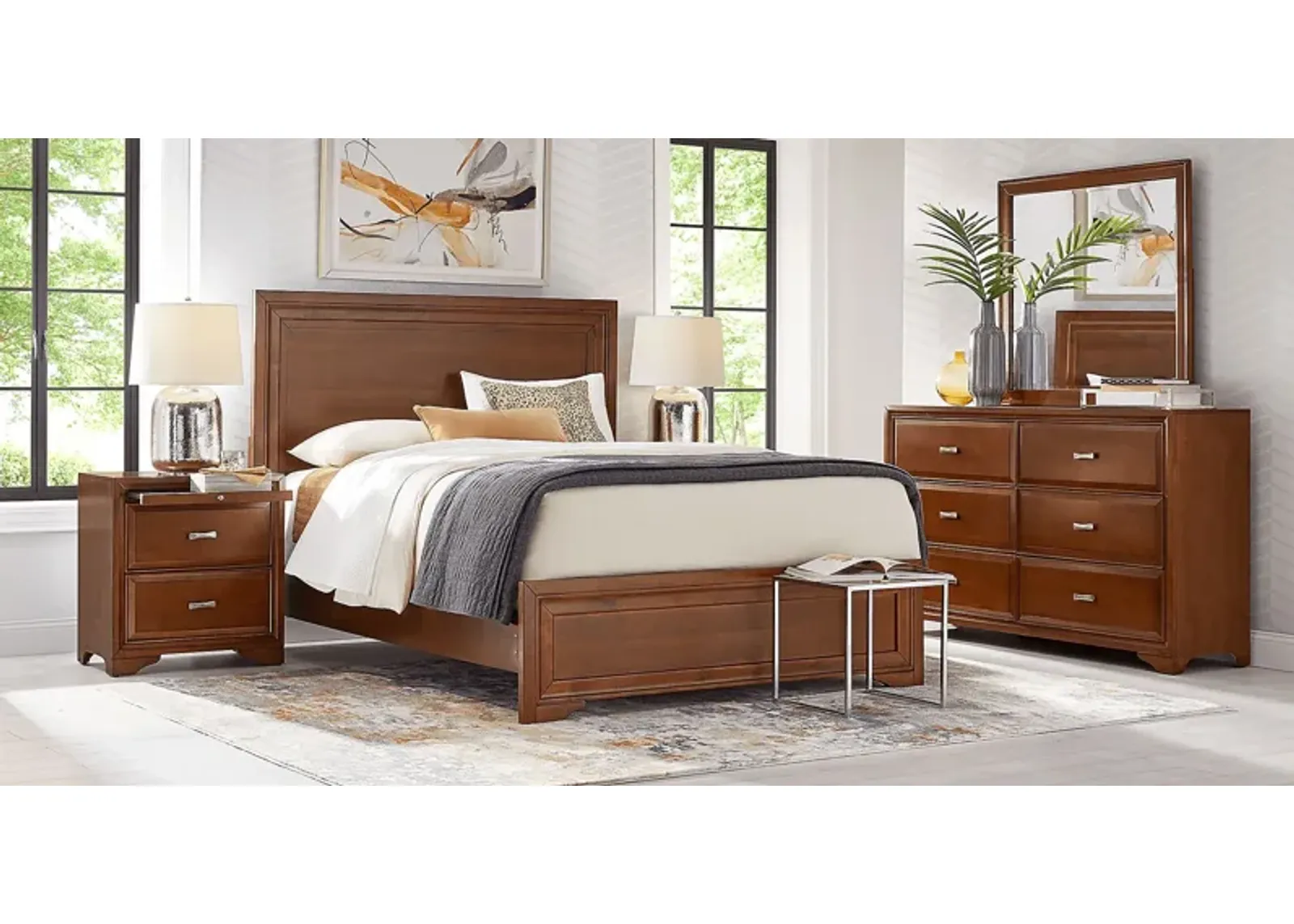 Belcourt Brown Cherry 5 Pc King Panel Bedroom