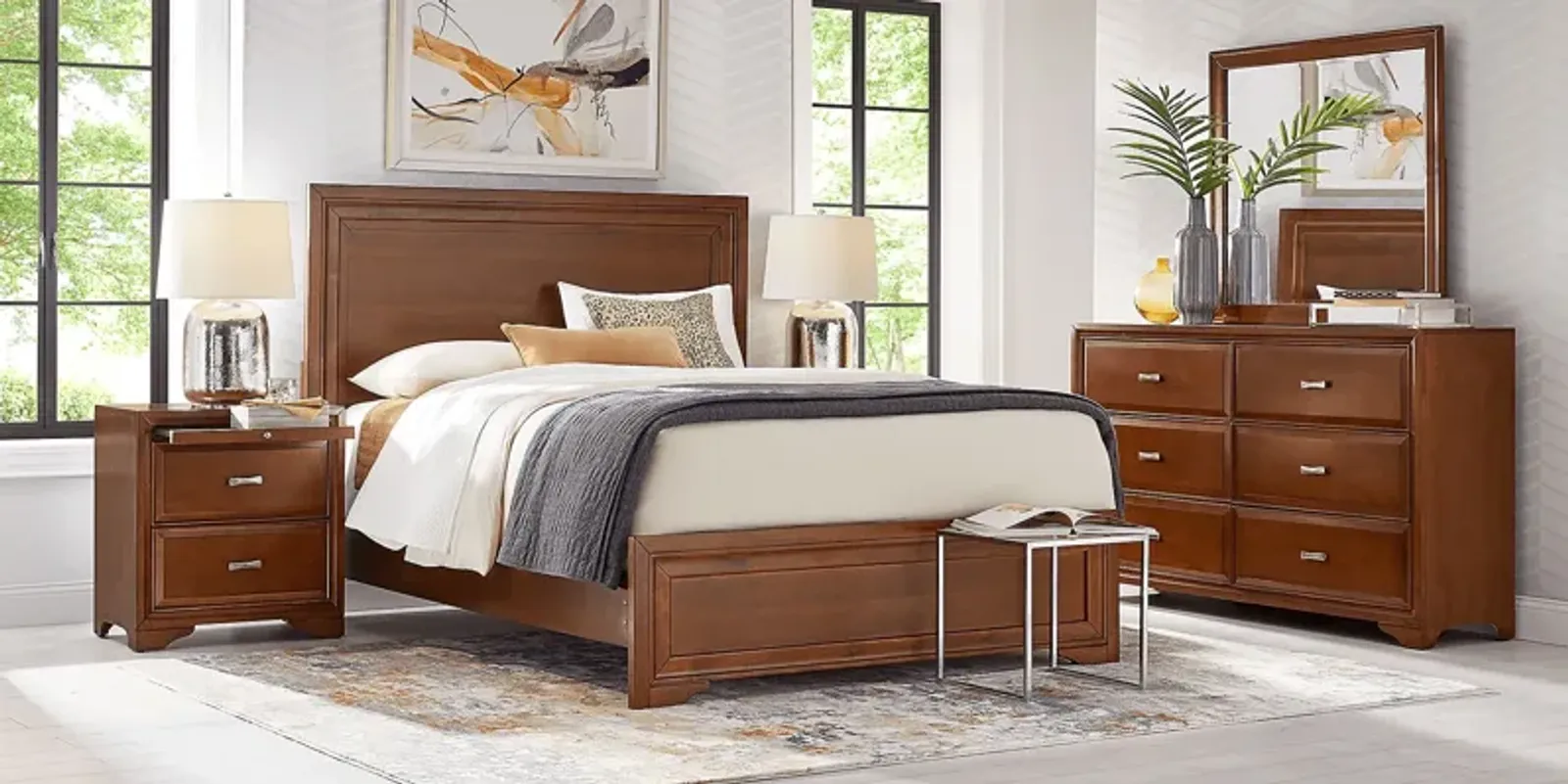 Belcourt Brown Cherry 5 Pc King Panel Bedroom