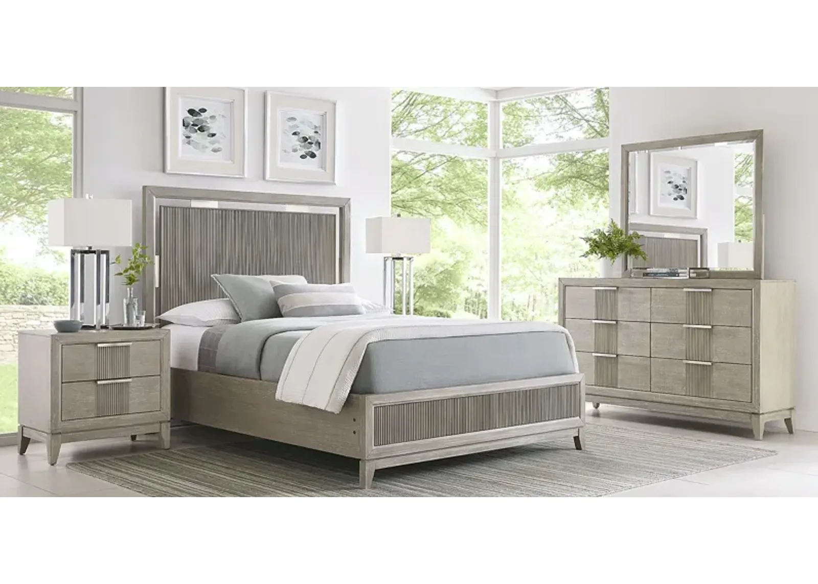 Bellante Gray 7 Pc King Panel Bedroom