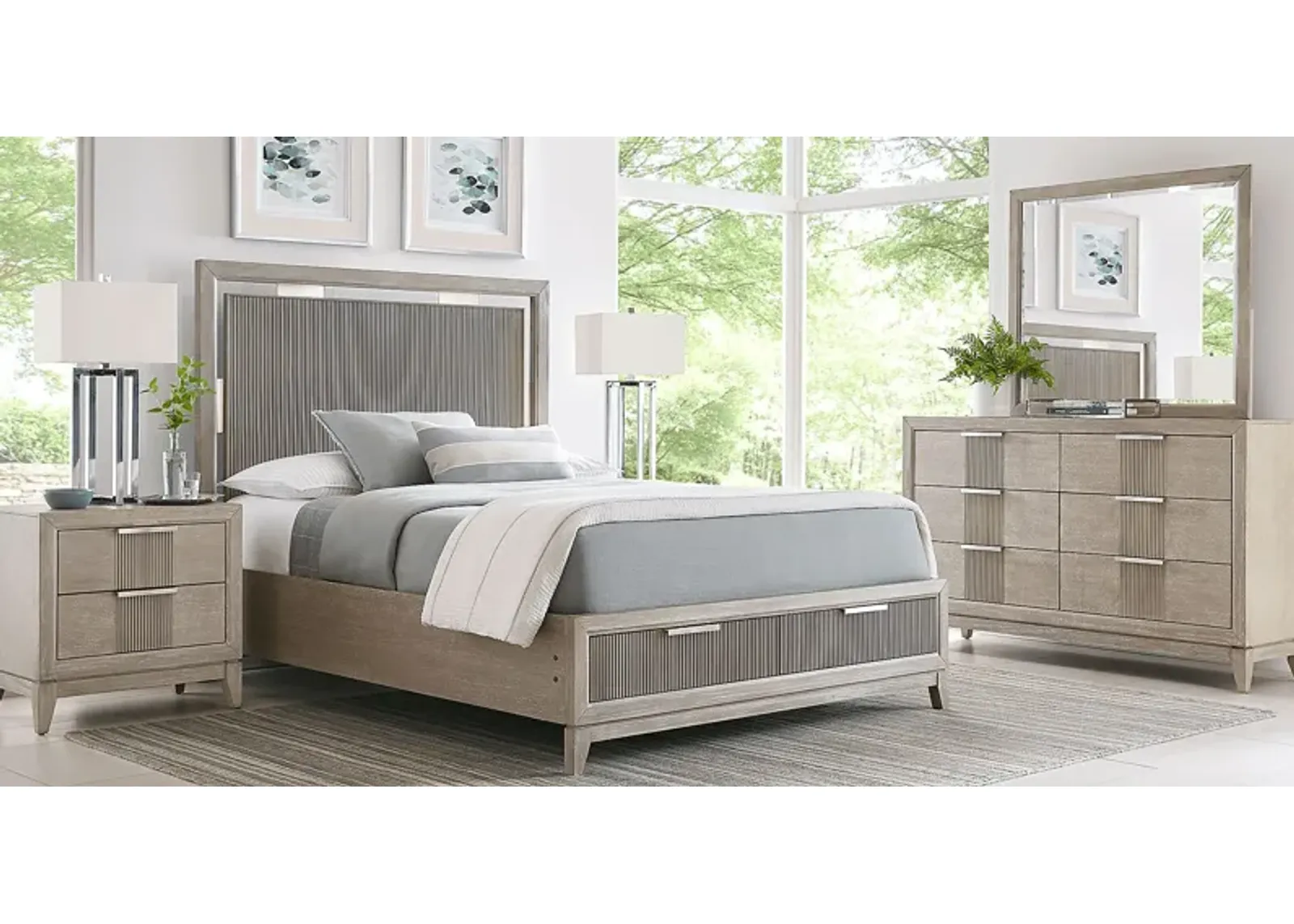 Bellante Gray 7 Pc Queen Panel Bedroom with Storage