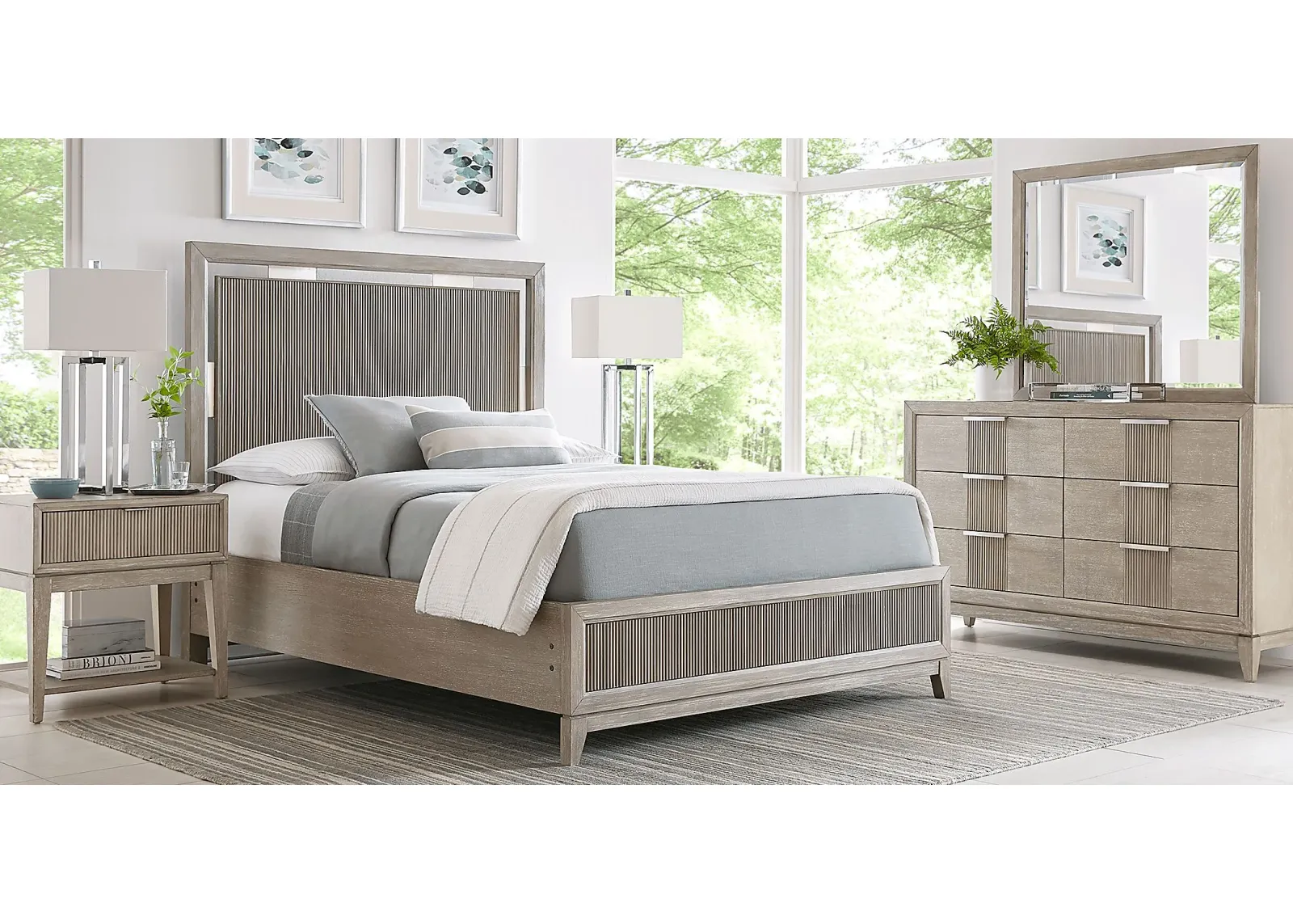 Bellante Gray 7 Pc King Panel Bedroom