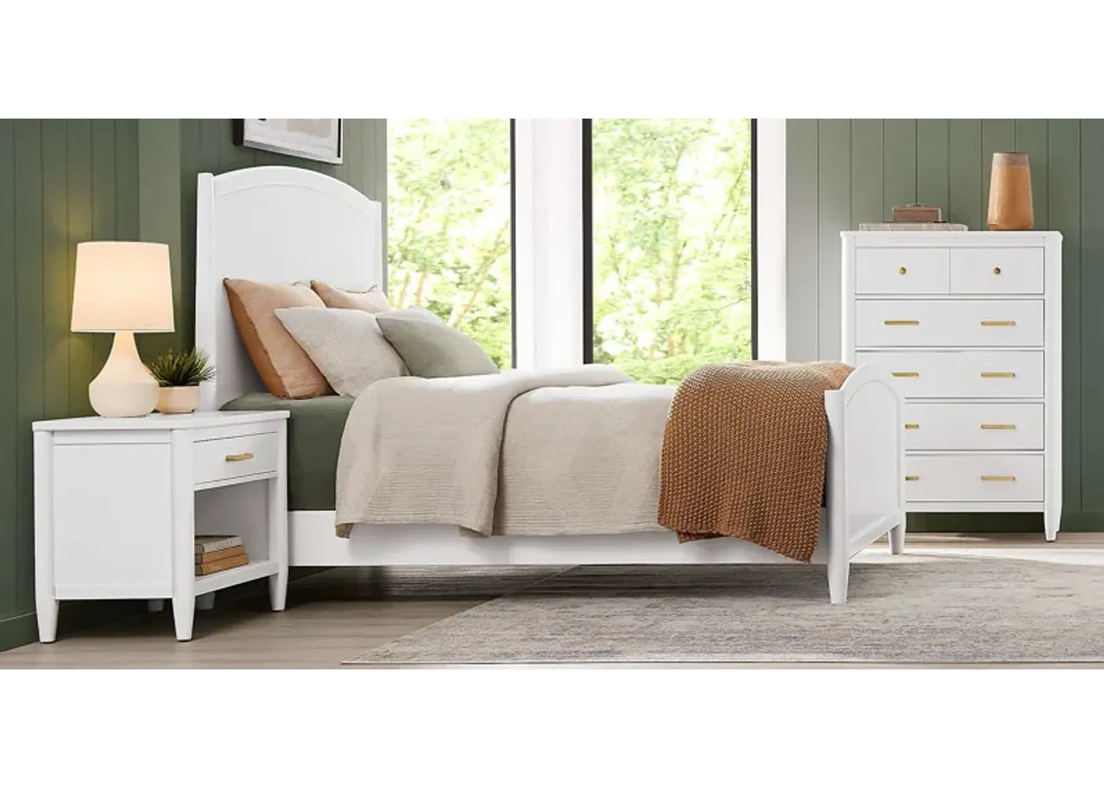 Modern Villa White 5 Pc King Panel Bedroom