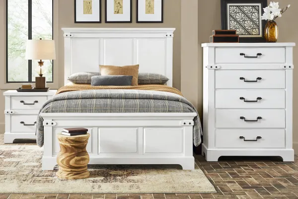 Fairhaven White 5 Pc King Panel Bedroom