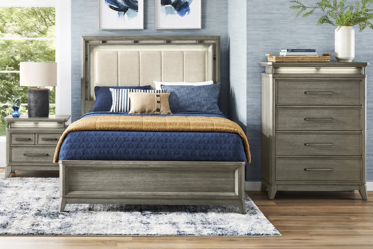 Heiress Gray 5 Pc Queen Upholstered Bedroom