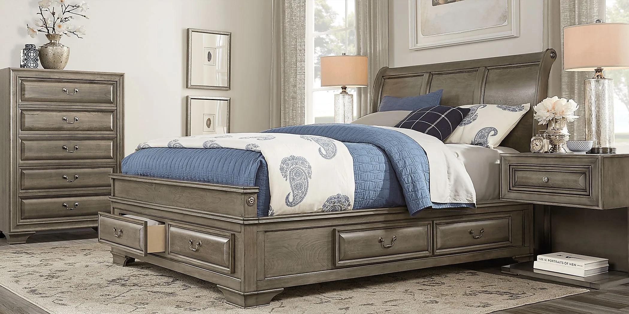 Mill Valley II Gray 5 Pc Queen Sleigh Bedroom with Storage