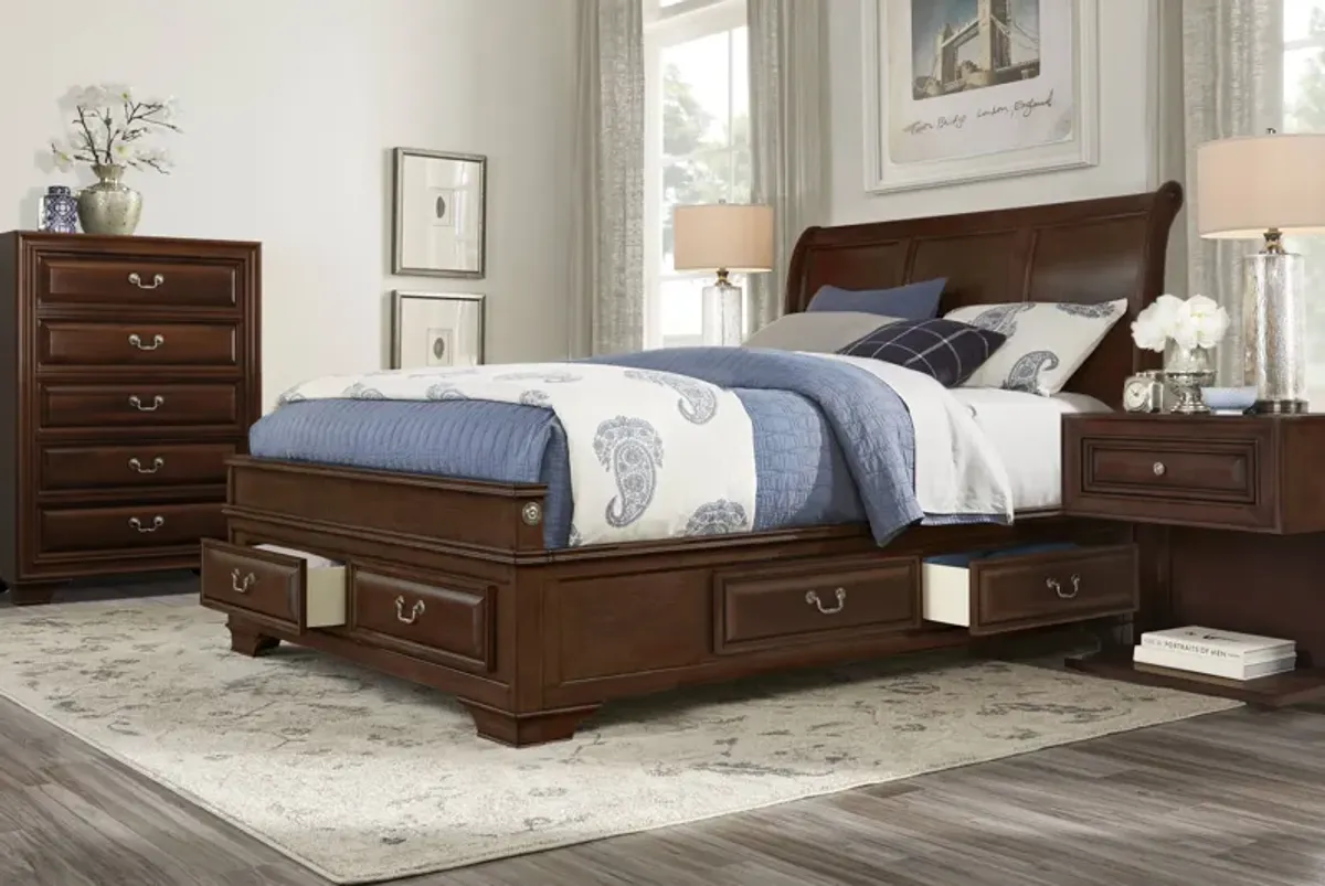 Mill Valley II Brown Cherry 5 Pc King Sleigh Bedroom with Storage