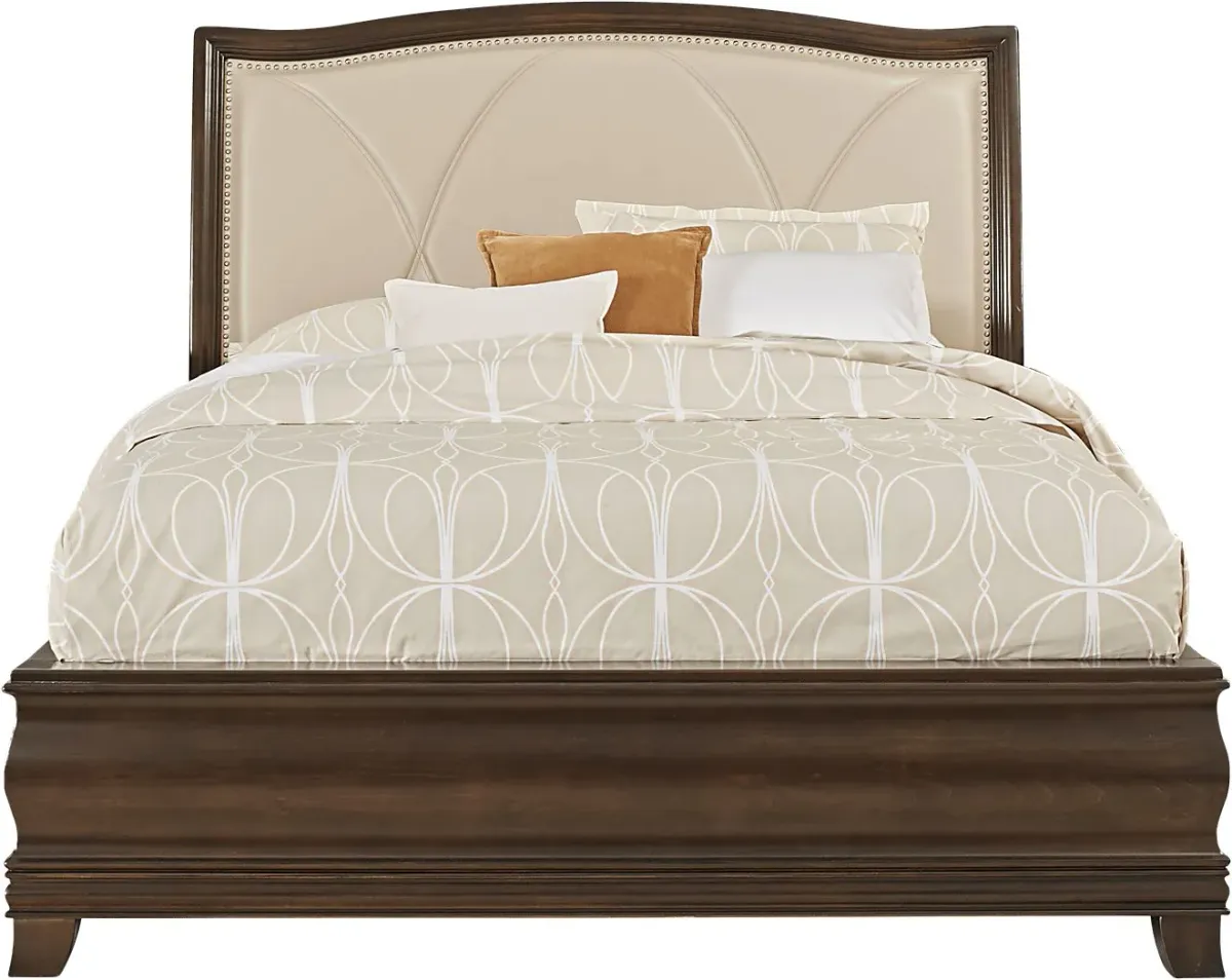 Alexi Cherry 5 Pc King Panel Bedroom with Cream Inset