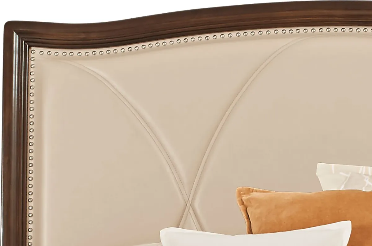 Alexi Cherry 5 Pc King Panel Bedroom with Cream Inset