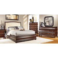 Alexi Cherry 5 Pc King Panel Bedroom with Cream Inset