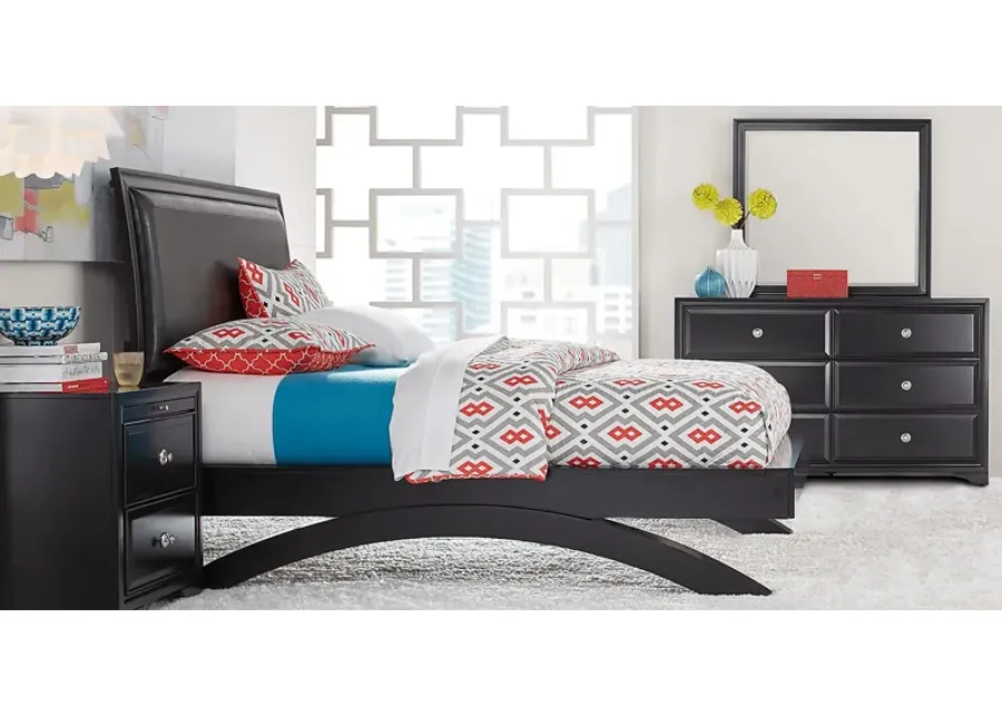 Belcourt Black 5 Pc King Upholstered Sleigh Arch Bedroom