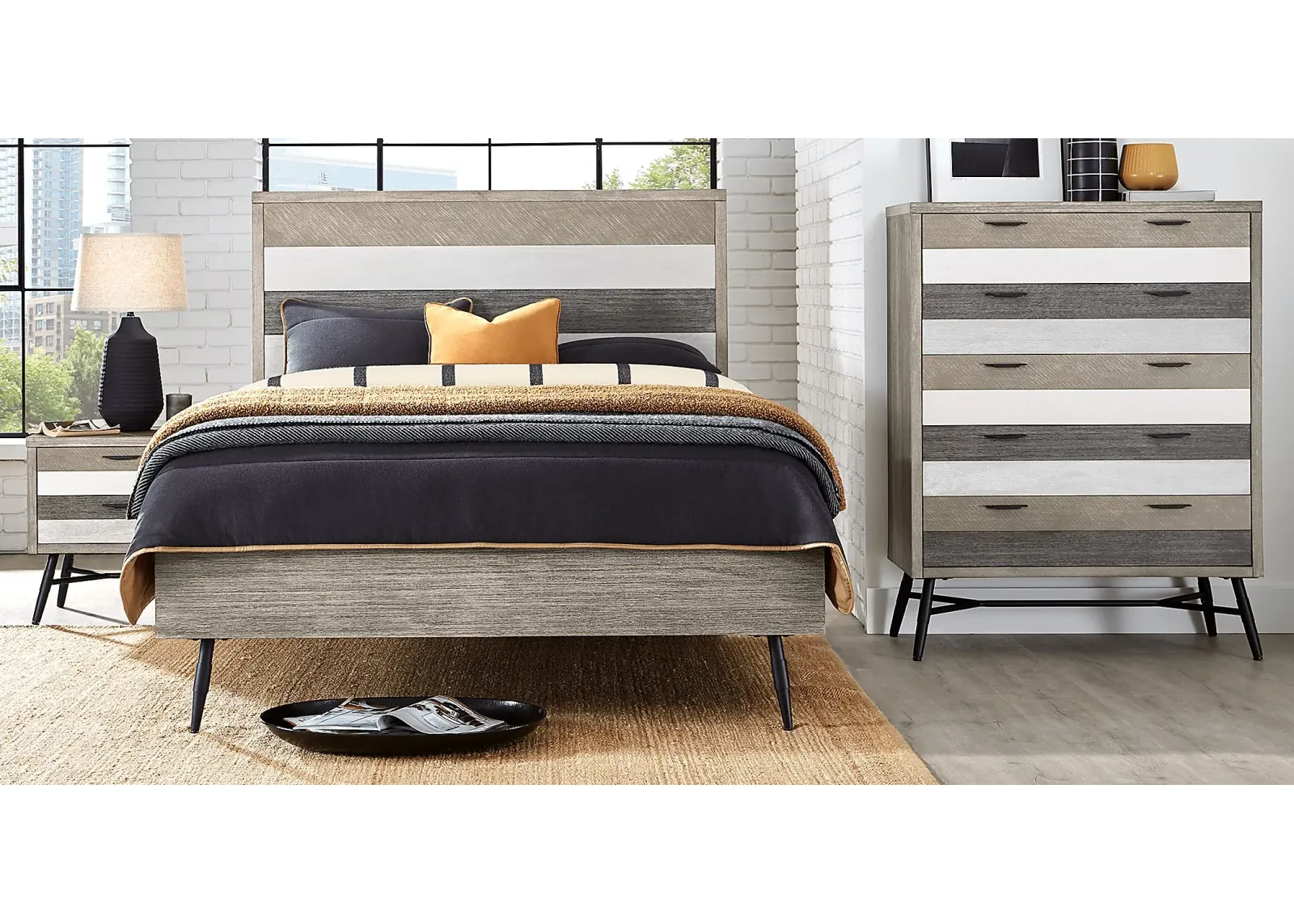 Midtown Loft Gray 5 Pc King Panel Bedroom